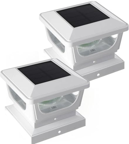 BRIGHTICONIC LED Outdoor Post Caps, Dual Power Solar and Battery, White 3000K, for 4x4 and 3x3 Square Fences and Railings