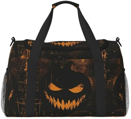 Seesack für Reisen, Grunge Halloween Kürbis Weekender Übernachtung Seesack, Handgepäcktasche Turnbeutel für Damen und Herren, persönliche Gegenstände, Reisetasche