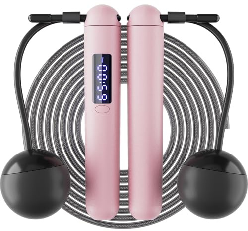 ACHDOFITS 2-in-1 Skipping Rope: Weighted & Cordless for Home, Real Rope for Outdoor - Smart LED Counter, Adjustable & Rechargeable for Adult Cardio
