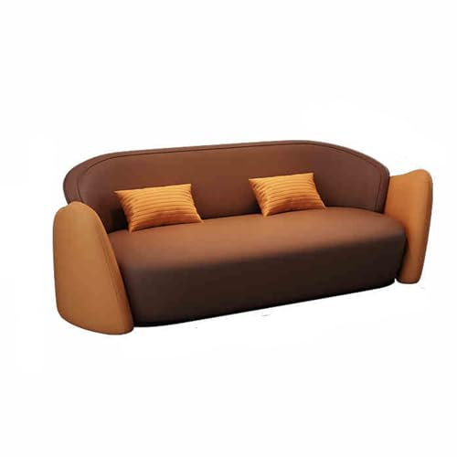 Mid Century Modernes Zweisitzer-Sofa, tiefe Sitzcouch für Wohnzimmer, bequem, Zweisitzer-Schlafsofa für Wohnungsmöbel, orange