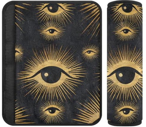 Black and Gold Mysterious Eyes - 2 fundas acolchadas para cinturón de seguridad, evita que el cinturón de seguridad se corte en el cuello, funda para cinturón de seguridad para bolsa, avión, automóvil