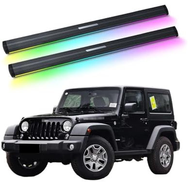 Marchepieds électriques compatibles avec Jeep Wrangler JK 2 Portes for Sahara Rubicon 2011-2017. Barres Nerf for camions ou SUV, marchepieds à déploiement Automatique au Design élégant.