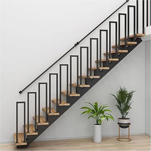 Hggdsac U-Shaped Stair Rail, Handrails for Outdoor Steps, Railing Indoor & Outdoor, U-Shaped Handrail Stainless Steel Handrail, for Garden, Garage, Porch, Indoor and Outdoor, Right Angle-black-100cm