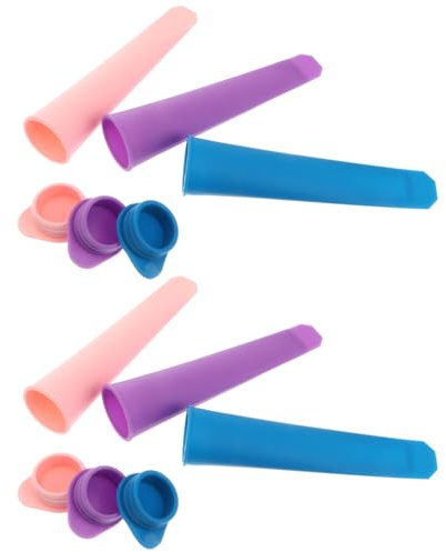 TOPPERFUN 6 piezas Moldes de Helados de Silicona para Refrigerador de Moldes para Popsicles con Tapa Colores Aleatorios Perfectos para Hacer Hielo y Pudding Color Aleatorio Color Aleatorio