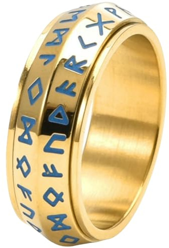 Jpltlvy Titanstahl-Glow-Runen-Drehring für Männer Wikinger-Nordisch Schmuck Vollrotationsdesign Geschenk zum Geburtstag