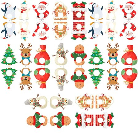 ycezw Christmas Lollipop Papierkarten | Weihnachts Elch Lollipop Verpackungsdeko - Lebkuchenmänner Deko für Dessert Zuckerhut Schokolade Festliche Feier - Klassenzimmer Büro Zuhause Festtage