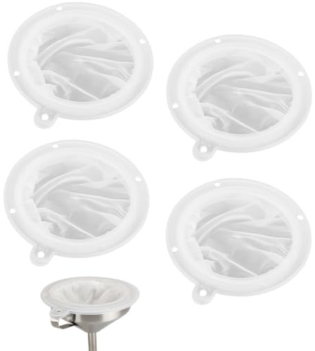 4 Stück Nylon Likörfilter und Weinfilter, 200-450 Mesh | Vier Nylon-Feinfilter mit 200, 300, 400 und 450 Mesh zum Filtern von Wein, Likör, Saft, Milch und Flüssigkeiten.