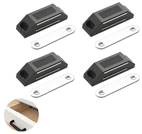 Türmagnetverschluss selbstklebend, 4er-Pack ohne Bohren, starke Magnetverschlüsse für Schranktüren, Möbel und Schubladen, robust und dauerhaft, für Küchenschränke und Schränke