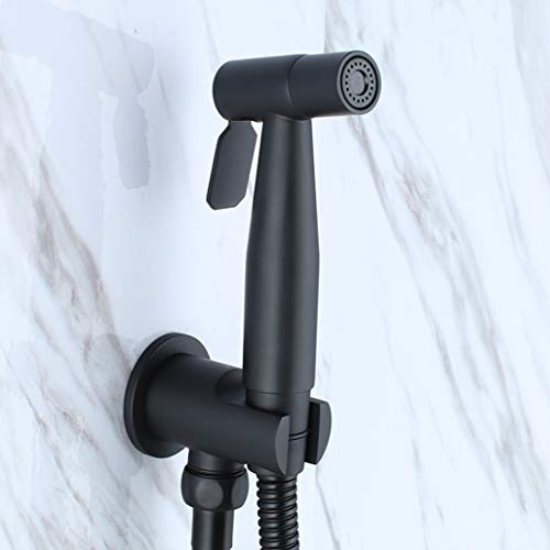 Bidet Spray Set, Matte Black Concealed Toilet Bidet Sprayer Hot and Cold Mixer Valve Brass Bidet Shower Tap and Holder with Booster Nozzle,C (A)