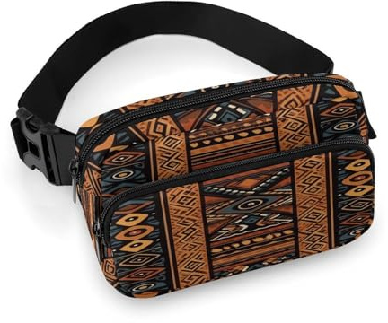 Midjeväska för män och kvinnor höft rumpa väska traditionell afrikansk design mönster crossbody väska med justerbar rem examensgåvor