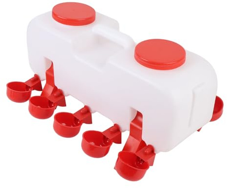 Luocute Automatisk Kycklingvattnare, Halvautomatisk Design med Stor Kapacitet ABS-fjäderfävattenmatare Utan Spillskål, för Andgåskyckling