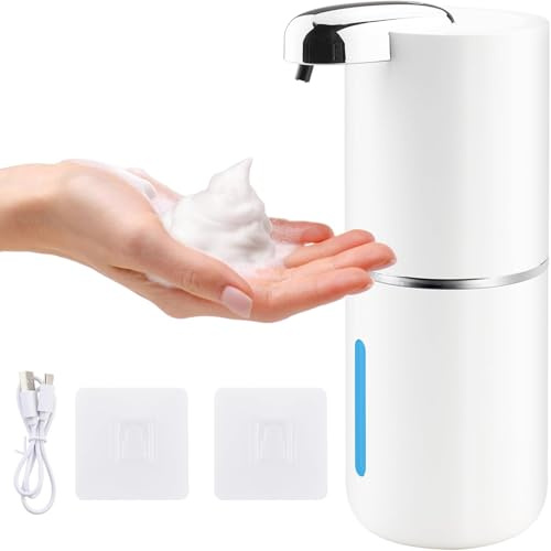 Mezzar Dispensador de JabóN AutomáTico,380 ml Espuma Dispensador de JabóN Pared USB Recargable Dispensador Eléctrico 4 Niveles Ajustables para Cocina Baño Hotel Oficina