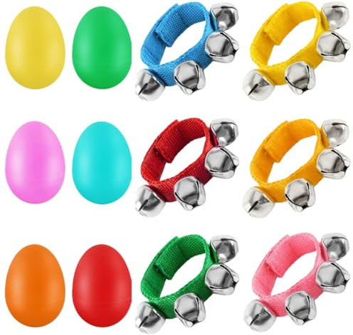Campane da polso Shaker Uova Multicolore Polsi Polsi Ritmo Musicale Caviglia Campane Adulti Sonagli Strumento Campane da polso Giocattolo a percussione