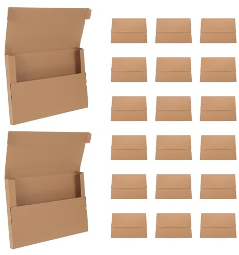 Sosoport Scatole per Spedizione Dischi in Vinile 280x200x20mm 20 Pezzi Carta Kraft Riciclabile Chiusura Sicura e Struttura Rinforzata per Protezione e Stoccaggio Documenti e Album