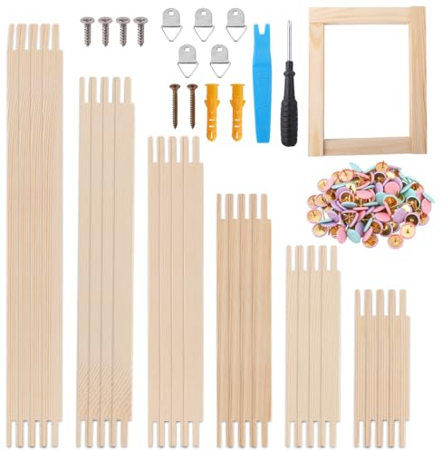 Penitue 24stk Needlepoint Spannrahmen Set, 6 Größen Holz Leinwand Verbindungs-Spannleisten für Handarbeit Stickerei Kreuzstich Rahmen Kit für DIY Bastel Kunst Präsentation Zubehör & Damen Geschenk