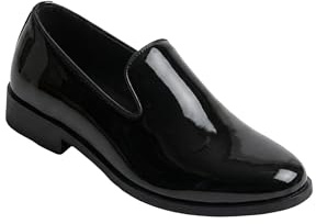 SIRRI pojkar patent svarta loafers slip on skor svart slips bröllop bal formella skor, Svart, 10 Little Kid