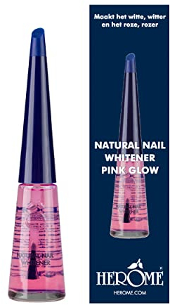 Herome Blanchisseur Pour Ongles Pink Glow - Vernis à Ongles - Camoufle le Jaunissement et Donne une Brillance Magnifique Dans une Minute (Natural Nail Whitener Pink Glow) - 10ml.