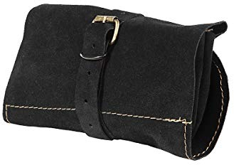 Andracor - Hochwertiger handgearbeiteter Tabakbeutel aus echtem Leder- individuell einsetzbar für LARP Mittelalter Cosplay & Freizeit - Schwarz