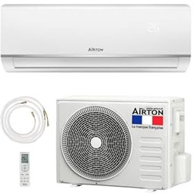 Airton PACK prêt-à-poser : Pompe à chaleur/Climatiseur réversible R32 avec module WiFi - 3400/3600W - 12000BTU + Liaison 4M Ready Clim (40m2 - A++) - Gaz pré-chargé