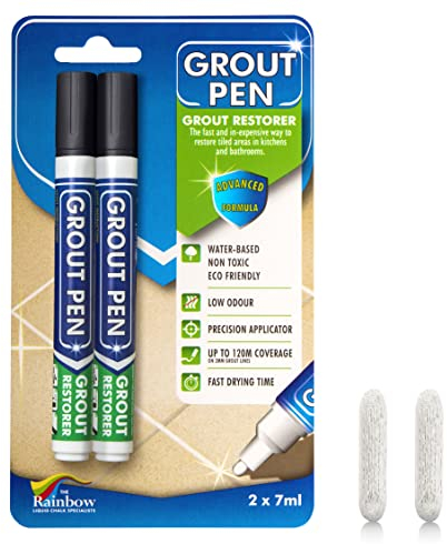 Twin Pack (BLACK) Grout Pen - Designed for restoring tile grout in bathrooms & kitchens