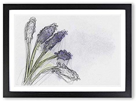 Grape Hyacinth Flower in Abstract Framed Print | A2 Black Framed Wall Art | Ready to Hang | Abstract Floral Picture | Living Room Bedroom Lounge Office