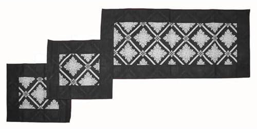 Russo Tessuti Tris Centri Centrini Centro Runner Rose Clara Tavola Mobile Colori Brillanti-Nero