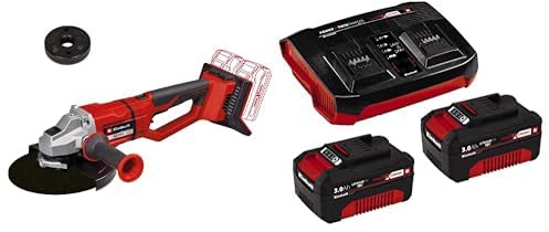 Einhell Amoladora angular con batería AXXIO 36/230 Q Power X-Change (36 V, máx. profundidad de corte 70 mm, 6600 rpm, motor sin escobillas, envío, cargador sin disco de corte) + Twinpack 3 Ah