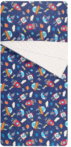 Sacco nanna per Bimbo e Bimba da 2 a 6 Anni - Tessuto Trapuntato 100% Cotone-Copertina Asilo-Astronavi