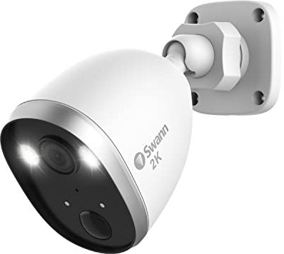Swann Wi-Fi Security Camera Outdoor Indoor, 2K HD, 2-Way Talk, Siren, Spotlight, Heat and Motion Triggered Mobile Alerts, Colour Night Vision, Free Cloud 2KOCAM