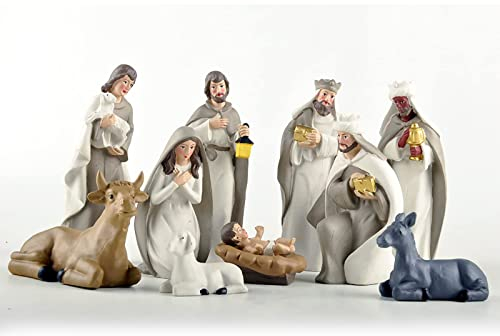 Wnvivi 10-teiliges Krippenfiguren-Set, Mini-Krippen-Weihnachtskollektion, Kunstharzdekoration für Weihnachten Im Innenbereich(Mehrfarbig)