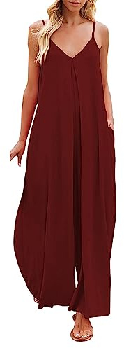 Fulidngzg Jumpsuit Donna Estiva Sportiva Morbida Curvy Jumpsuit Monospalla Elegante Salopette Gamba Larga Lunga Tuta Inter Casual Senza Maniche Tuta Intera Comode Taglie Forti
