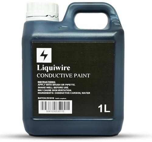 Liquiwire Leitfähige Farbe 1-Liter - Wasserbasierte Carbonbeschichtung für Gitarrenabschirmung, PCB & Fernbedienungsreparatur - Mattschwarz - EMI/HF-Abschirmung