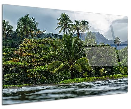 DECLINA, tableau paysage, décoration murale exotique, impression sur verre acrylique, cadre photo plexi, photo Paysage Polynésie, art mural tropical, ambiance nature