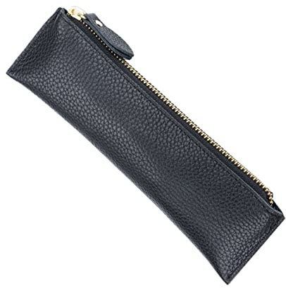 MAGICLULU Schwarz Ledergeschenkbox Für Stifte Stifttasche Zum Einführen Und Entnehmen Aufbewahrungstasche Für Schreibwaren Schwarz