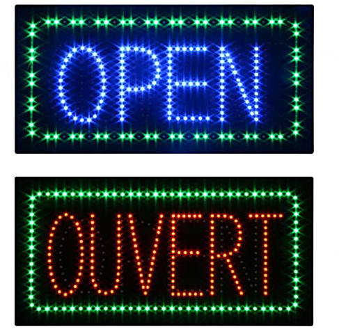 Panneau LED ouvert Permande pour entreprise, super lumineux, durable, acrylique, rectangulaire, 1 pièce, intérieur, garantie 12 mois