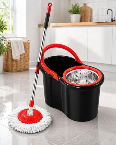 Savealot Spin mope bucket set, Wet and Dry Rotary Mop with Bucket Set,9l
