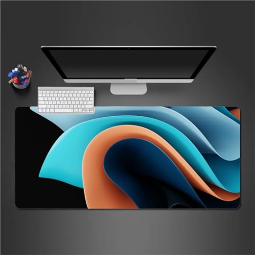 Gaming Mauspad Grün Orange Blau Schreibtischunterlage mit rutschfeste Gummibasis Mousepad mit Einer speziellen Oberfläche verbessert Geschwindigkeit und Präzision für PC Laptop 1200x600x3mm