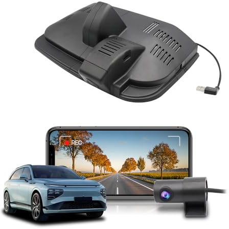 Fitcamx Dashcam Auto Vorne Hinten 2160P+1080P Kompatibel mit Xpeng G9 2022 2023 2024 (Power from fuse box), OEM Dashcam 4K UHD Video WiFi, Loop-Aufnahm, G-Sensor, WDR Dash Camera Auto, mit 128GB Karte