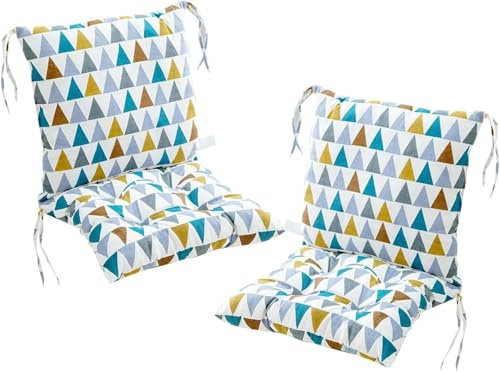 Eivdru 40X80cm 2 Stück Stuhlkissen mit Rückenteil Sitz, Niedriglehner Auflage Polsterauflage Gartenstuhl, Rückenkissen mit Bänder, Polsterauflage Auflage für Stühle/Bänke in Haus und Garten Sitzkisse