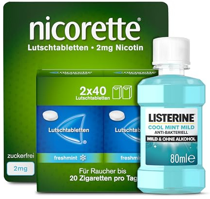 NICORETTE Lutschtabletten mit 2 mg, freshmint + Listerine Cool Mint mild 80ml