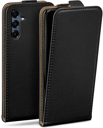 moex Flip Case für Samsung Galaxy A16 (4G/5G) Hülle klappbar mit 360 Grad Schutz, Handyhülle mit Displayschutz, PU Leder Handytasche Lederhülle, Flip Case Cover Klapphülle, Schwarz