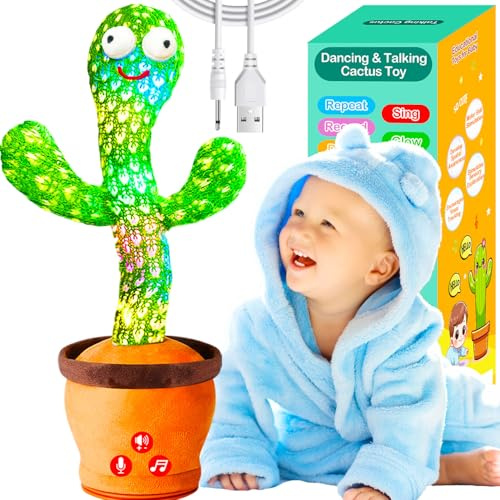 Vitosup Tanzender Sprechender Kaktus Baby Spielzeug, Lautstärke einstellbar, Singend Wiederholend, Interaktives Plüsch-Babyspielzeug/Ostern Geschenke für Jungen Mädchen