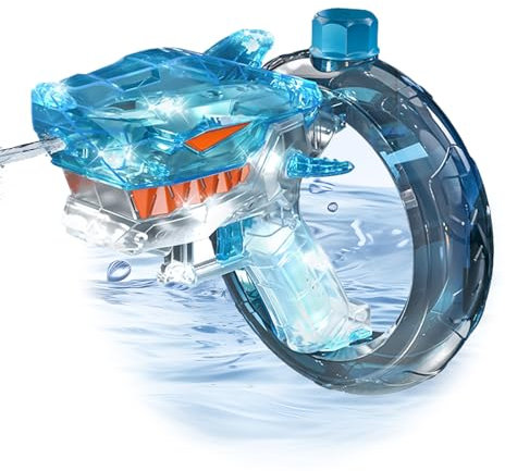 OBEST Pistola de Agua Eléctrica Automática Niños Adultos, Juguetes Rociado Aguas Forma Tiburón Luz LED, Gran Capacidad, Distancia 10M, Juegos Agua Verano para Al Aire Libre Piscina Playa Fiesta