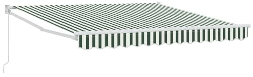 vidaXL Markise Grün und Weiß 300 x 250 x 165 cm Polyester, Verstellbare Markise für Garten und Terrasse, Moderne UV-beständige Materialien, schattenspendende Lösung