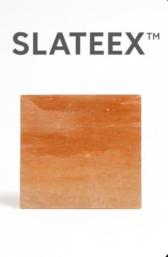 Slateex Lot de 2 pierres de sel de l'Himalaya 20 × 20 × 2,5 cm (2,3 kg chacune) – Plaque de sel naturelle sans produits chimiques – Pierre à griller pour viande, poisson, légumes et desserts