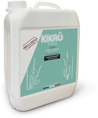 KIKAO - Élixir Lavande relaxante pour Hammam et Sauna - Bidon Format Professionnel - Aux Huiles Essentielles de Lavande - Parfum Relaxation, Aromathérapie, Bien-Être - 5kg Prêt à l'Emploi
