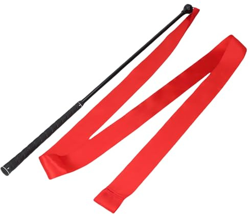 HUSHUI 70cm Swing Trainer Stick with Ribbon, Improve Posture Rhythm Training, Indoor Outdoor, Club Ribbon Swing Stick