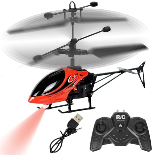 Remote Control Helicopter, RC Helicopter with LED, Toy Helicopters, Helicopters for Boys, One Key Take Off Landing, Aircraft Indoor Flying Toy, Ideal Festival Gifts for Boys Adults, Red