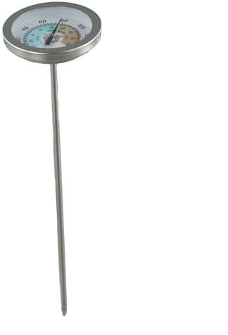 Yuanpgky Termometro sonda in acciaio inox con manometro per compost e terreno da giardino, gamma 4,4 °C-82,2 °C, lunghezza 200 mm (lombrichi)