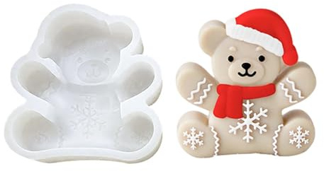 MLWSKERTY Moule À Fondant Ours De Noël Moules À Bougies Polyvalents en Silicone pour Savon Fait À La Main Chocolat Bonbons Gâteaux Cuisson Moule en Silicone en Forme d'ours
